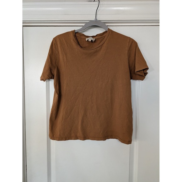 Sezane Paris Brown T-Shirt Women's XS Short Sleeve Basic Everyday Casual Top - Picture 1 of 5